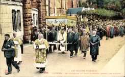 CPA Lourdes La procession Of Saint the Sacrament in front of the swimming pools
