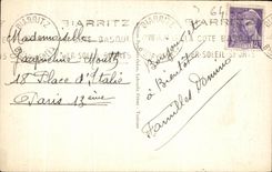 CPA Biarritz Vague Au Rocher De La Vierge