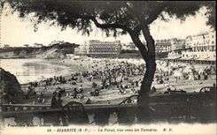 CPA Biarritz La Plage Vue Sous Les Tamaris