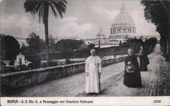 Papa de CPA Roma Passeggio Noi Giardini Vaticani