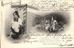 CPA Gruss aux lauterbach Schassbach Enfant Folklore 