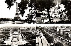 La torre Eiffel de CPSM Paris corona los campos Arc De Triomphe de Elysees del corazon