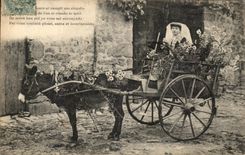CPA Lo Pito Limouzino En m'envouyan vers vautrel lou Limouzis Limousin Charrette a ane TOP