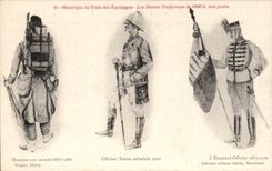 CPA Historique du Train des Equipages Les divers Uniformes de 1600 a nos jours Militaria