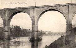 CPA Albi vista de los tres puentes