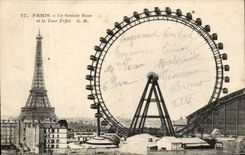 CPA Paris La Grande Roue Et Le Tour Eiffel