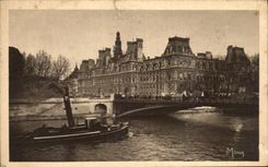 CPA Small Tables Of Paris the Town hall And the Bridge of Arcole Boat