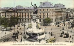 CPA Paris Panorama de la Place de la Republique La Caserne du Chateau d'Eau