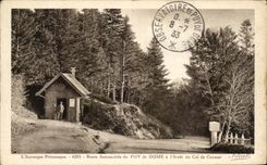 CPA Picturesque Auvergne Automobile Road Of Puy de Dome to the Stop of the collar of Ceyssat