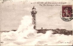 CPA Le Havre La Jetee Ur Jour De Tempete