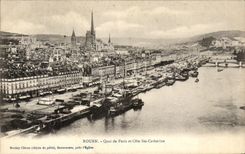 CPA Rouen Quay of Paris and Cote co Catherine Bateaux