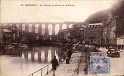 CPA Morlaix the Basin Quays And the Viaduct
