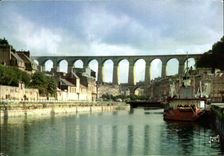 CPSM Colors And Lumiere of Picturesque France La Brittany the viaduct Boat