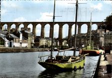CPSM Morlaix the Wet dock and the elegant Bateau viaduct
