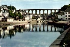 CPSM Brittany Morlaix Colors the Bridge Reflecting Dans La River