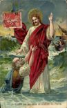 CPA Jesus Marche sur les eaux et soutient St pierre