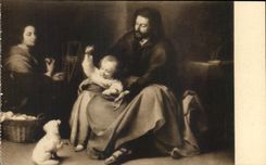 CPA Crowned Familia Del Pajarito Murillo Museo Del Prado Madrid