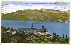 CPA Aix les Bains the Abbey of Hautecombe and the Lake of Le Bourget