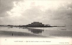 CPA Saint Malo Effect Setting Sun On the Fort National one