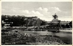 CPA Koblenz a Rh Festung Enrenbreitstein und kaiser Wilhelm Denkmal