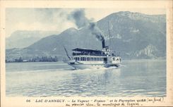 CPA Lac d'Annecy Le Vapeur France Et Le Parmelan Bateau
