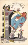 CPA Picoleuse Automatique Humour Jean de Preissac Alcool Chien Bier