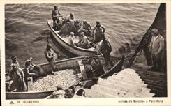 CPA Quiberon Arrivee De Sardines a Port Maria Batea peche 