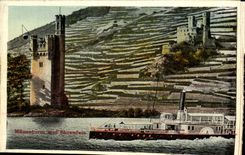 CPA Mauseturm Und Ehrenfels Boat