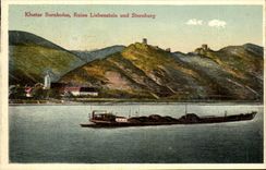 CPA Kloster Bornhofen Ruins Liebenstein und Sternberg Bateau