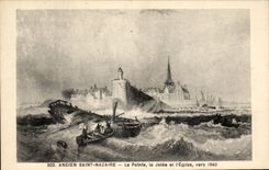 Old CPA Saint Nazaire the Point the Pier and the Church Towards Boat