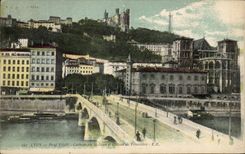 CPA Lyon Bridge Tilsitt Cathedral St Jean and Coteau of Fourviere