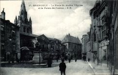 CPA Grenoble La Place St Andre l'Eglise et le palais de Justice