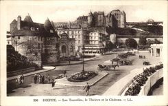Torrecillas de CPA Dieppe el teatro y el castillo