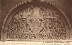 CPA Cathedrale d'Autun Facade occidentale Tympan de la Portle Centrale