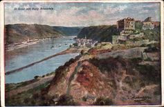 CPA St Goar put Bur Rheinfels Ruine Rheinfels