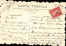 CPA Fantaisie Fleurs Colombe Coeur