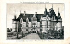 Edificios historicos de CPA de Azay Francia la opinion de la cortina del castillo