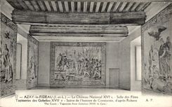 CPA Azay la cortina las tapicerias nacionales del pasillo de la aldea del castillo de la escena de los Goblins de la historia de Constantino