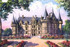 TARJETA MODERNA Azay la cortina el museo nacional del castillo de Benaissance