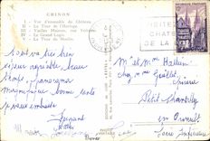 CPSM Chinon Overall picture of the Castle the Tower of the Clock Old women houses street Voltaire