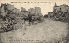 Grandes ruinas de la guerra de CPA de Clermont en Argonne Militaria