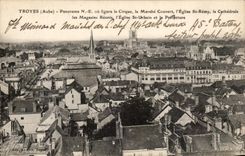 CPA Troyes Panorama O does not appear Market the Circus Couvert I' Eglise St Remy the cathedral the joined together stores