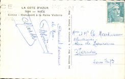 CPA the Dimension Of Azure Nice Cimiez Monument with the Victoria Queen