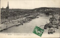 CPA Rouen the Cathedral and the Quays Boats