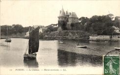 CPA Pornic La Chateau Maree Montante Bateau
