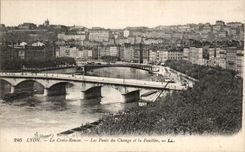 CPA Lyon Crosses Russet-red the Bridges of the Exchange and Feuillee