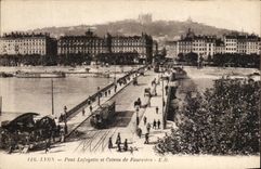 CPA Lyon Lafayette Bridge and Coteau of Fourviere Tram