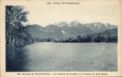 CPA Les Alpes Pittoresques Environs de Sallanches lac Central de cavettar et la chaled du Mont Blanc