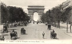 CPA Paris Arc De Triomphe y los campos de Elysees