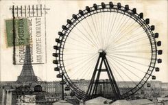 CPA Paris the Large Wheel the Eiffel Tower
